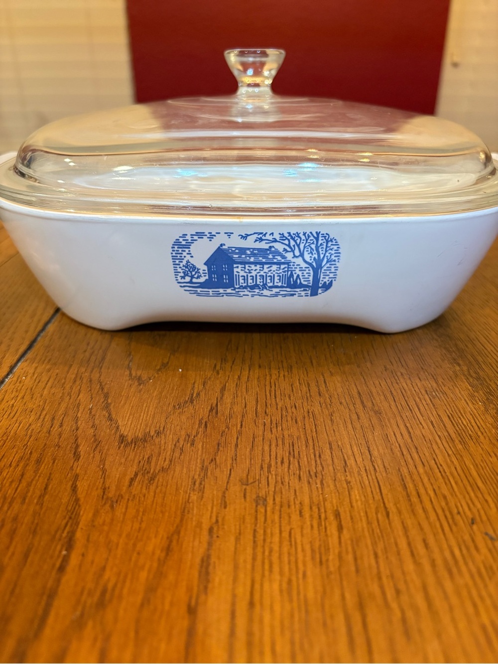 CorningWare Colonial House Covered Casserole Dish - White and Blue